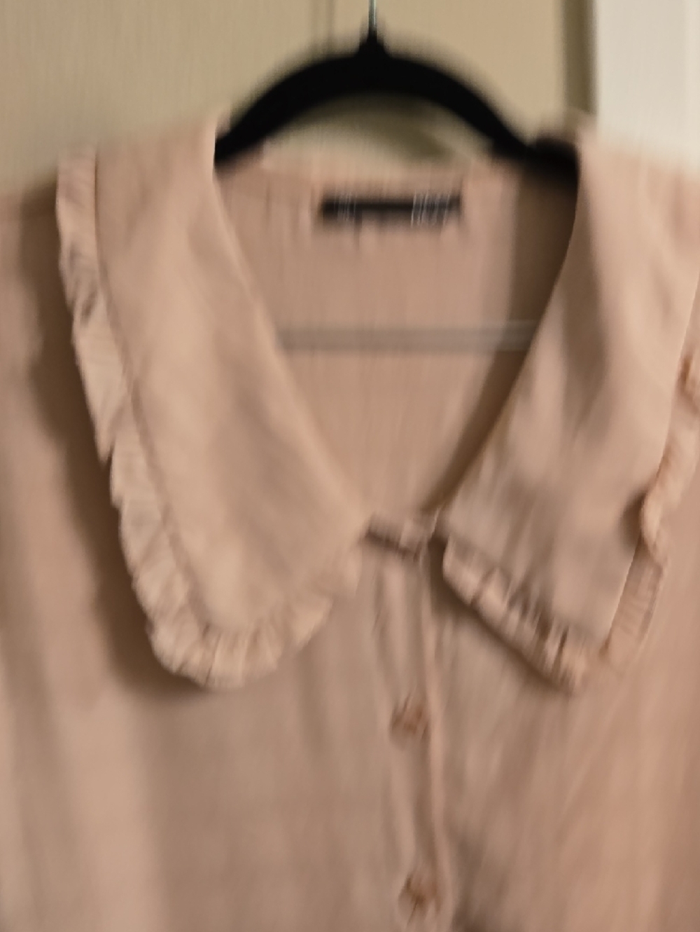 Light Pink Ruffle-Collar Button Front Blouse - Picture 3 of 6